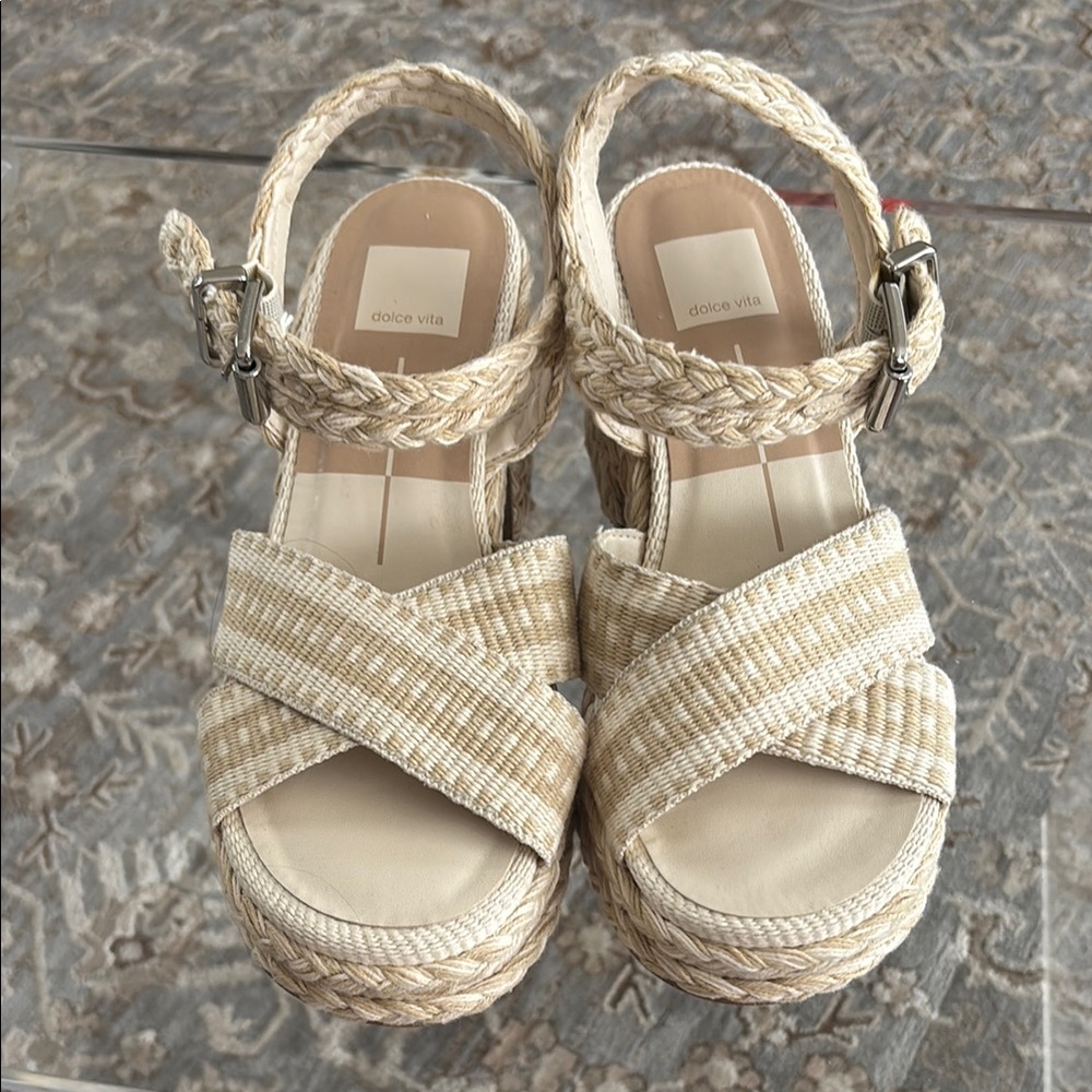 Dolce Vita Beige Braided Platform Sandals